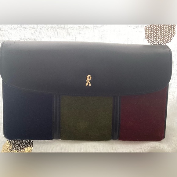 Roberta Di Camerino Velvet Striped Envelope Clutch Long Wallet - Picture 1 of 9